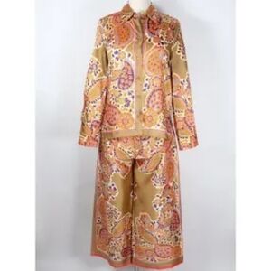 Zara Paisley Jacket and Pants Set - Gold and Orange